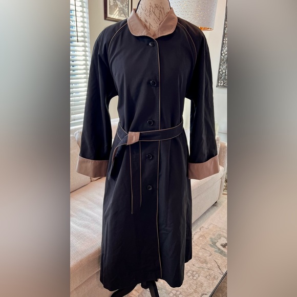 Fleet Street Jackets & Blazers - Fleet Street Vintage 1980’s Trench Coat Black Tan Size 16 Women’s